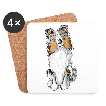 Süßer Sheltie - Shelties - Shetland Sheepdog - Dog - Untersetzer (4er-Set) - Weiß - Vorne