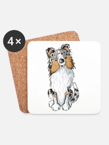 Süßer Sheltie - Shelties - Shetland Sheepdog - Dog - Untersetzer (4er-Set) - Weiß