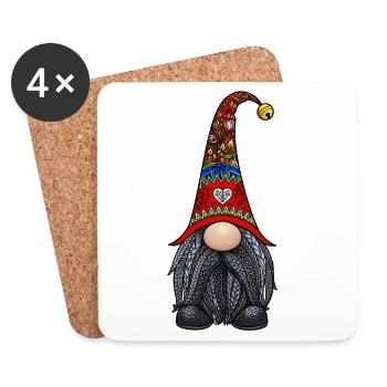 Tomte Zentangle - Coasters (set of 4) - white - Front