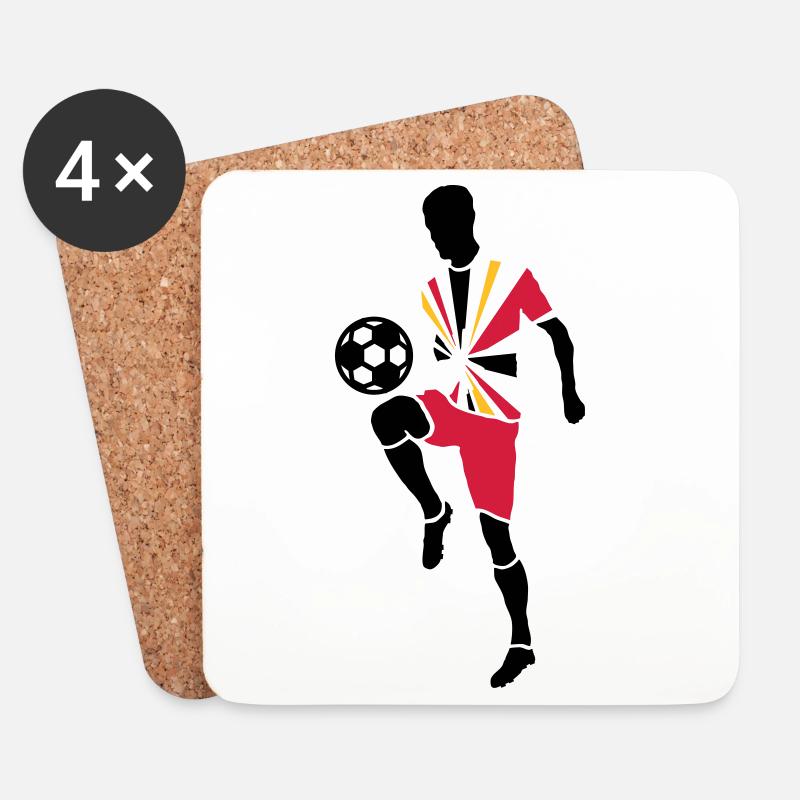 Fußballspieler mit Fußball - Untersetzer (4er-Set) - Weiß