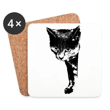 Katze Kätzchen Katzenshirt Geschenk - Untersetzer (4er-Set) - Weiß - Vorne