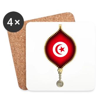 TUNISIE | DRAPEAU | SYNTHÉTIQUES URBAINS - Dessous de verre (lot de 4) - blanc - Devant