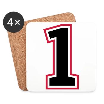 1 chiffre - Dessous de verre (lot de 4) - blanc - Devant