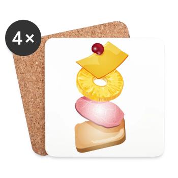 Ananas,fromage,jambon et pain grillé -Toast Hawaii - Dessous de verre (lot de 4) - blanc - Devant