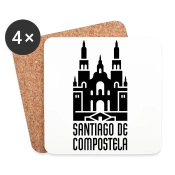 Cathédrale de Saint-Jacques de Compostelle | Chemin de Saint-Jacques - Dessous de verre (lot de 4) - blanc - Devant