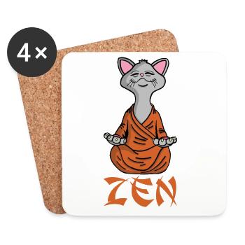 Zen cat - Coasters (set of 4) - white - Front