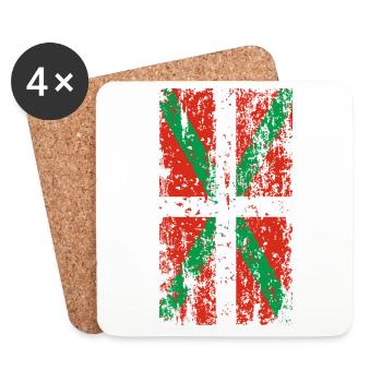 Worn Basque Country flag. Ikurriña. - Coasters (set of 4) - white - Front
