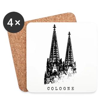 Cologne Cathedral Cologne Vintage Silhouette Cologne Skyline - Coasters (set of 4) - white - Front