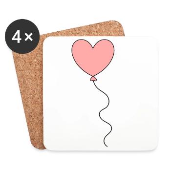 pinkes Herz rosa rot Herzen Geschenk Valentinstag - Untersetzer (4er-Set) - Weiß - Vorne