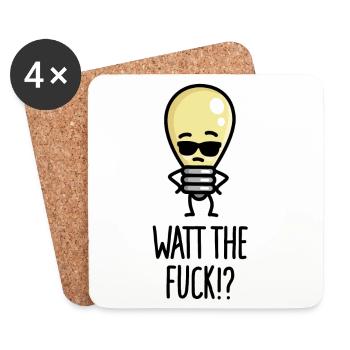 Qu’est-ce que le jeu de mots drôle d’ampoule Watt WTF - Dessous de verre (lot de 4) - blanc - Devant