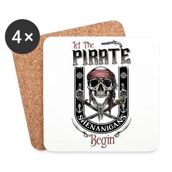 Laissez les manigances des pirates commencer leur style de tatouage - Dessous de verre (lot de 4) - blanc - Devant