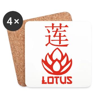 Red Lotus and Asia - Coasters (set of 4) - white - Front