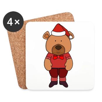 Santa süßer Bär - Untersetzer (4er-Set) - Weiß - Vorne
