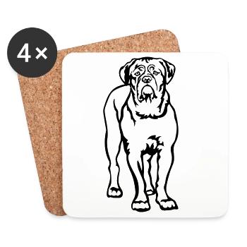 Dogue de Bordeaux - Dessous de verre (lot de 4) - blanc - Devant