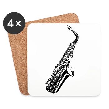 Saxophon Illustration Icon Grafik Musiker Musik - Untersetzer (4er-Set) - Weiß - Vorne