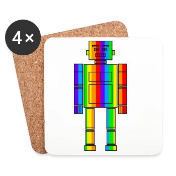 Rainbow Robot - Coasters (set of 4) - white - Front
