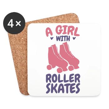 Ein Mädchen mit Rollschuhen - Untersetzer (4er-Set) - Weiß - Vorne