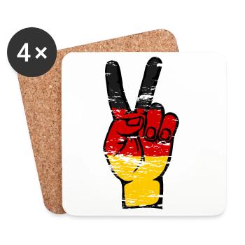 German Flag Peace Victory Symbol used - Coasters (set of 4) - white - Front