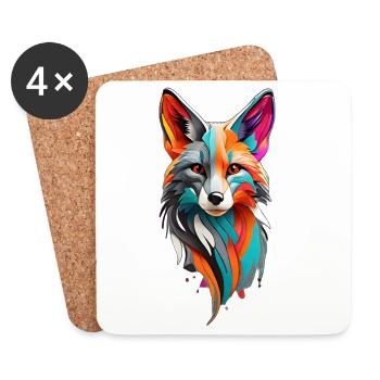 colorful fox - Coasters (set of 4) - white - Front