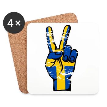 Sweden Flag Peace Victory Symbol Used - Coasters (set of 4) - white - Front