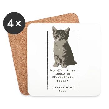 Ich muss nicht immer im Mittelpunkt stehen > CAT - Untersetzer (4er-Set) - Weiß - Vorne