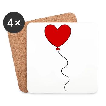 Saint-Valentin cœur rouge, st.valentin - Dessous de verre (lot de 4) - blanc - Devant