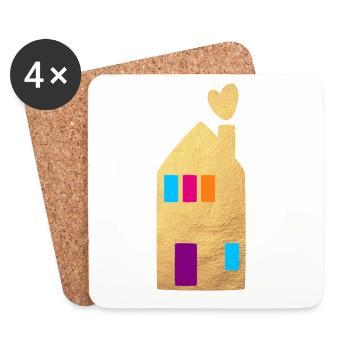 Maison Or Fenêtre Coeurs Maison Maison Hygge - Dessous de verre (lot de 4) - blanc - Devant
