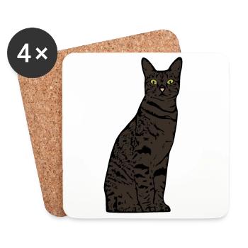 Katze Geschenk T-shirt - Untersetzer (4er-Set) - Weiß - Vorne