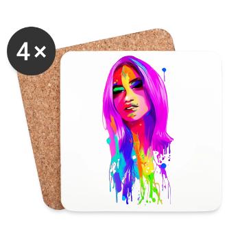 Lady 70's rétro - Dessous de verre (lot de 4) - blanc - Devant