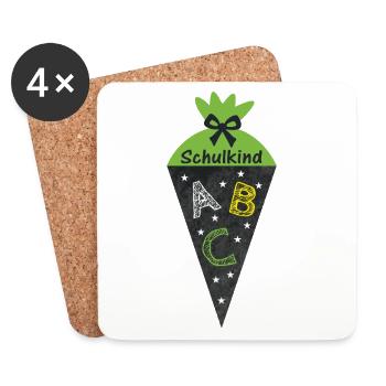 School Child 2026 - School Cone in Blackboard Look - green - Coasters (set of 4) - white - Front