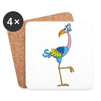 Lustiger Vogel - Untersetzer (4er-Set) - Weiß - Vorne
