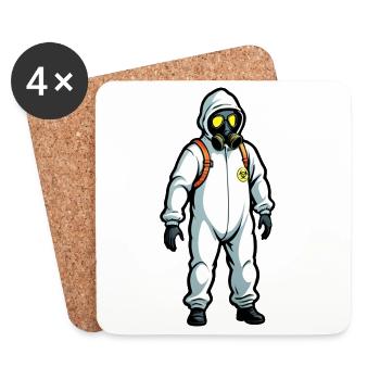 Hazmat Suit Biohazard Man - Coasters (set of 4) - white - Front