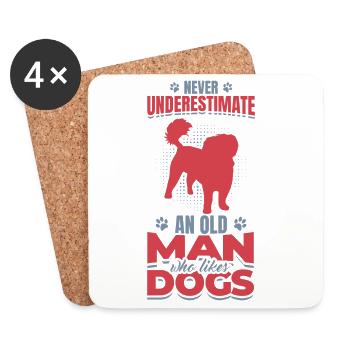 Old Man Who Likes Dogs - Coasters (set of 4) - white - Front