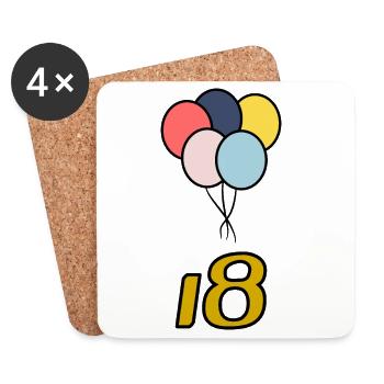 18. 18 ANS. 18e ANNIVERSAIRE. ANNIVERSAIRE 18 ANS. - Dessous de verre (lot de 4) - blanc - Devant