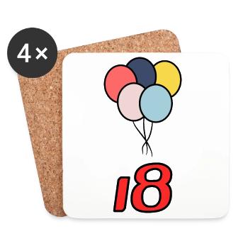 18. 18 ANS. 18e ANNIVERSAIRE. ANNIVERSAIRE 18 ANS. - Dessous de verre (lot de 4) - blanc - Devant