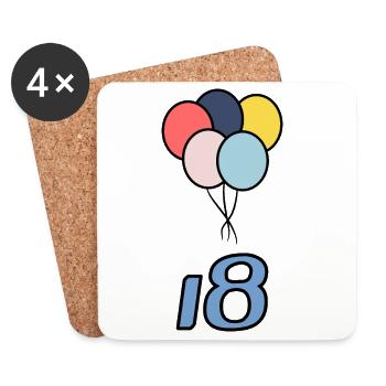 18. 18 ANS. 18e ANNIVERSAIRE. ANNIVERSAIRE 18 ANS. - Dessous de verre (lot de 4) - blanc - Devant