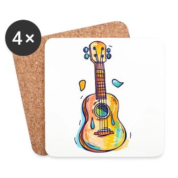 Ukulele Comic Look - Untersetzer (4er-Set) - Weiß - Vorne