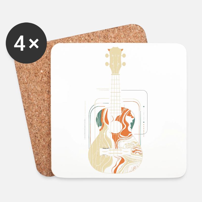 Ukulele Grafik - Untersetzer (4er-Set) - Weiß