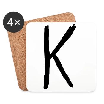 Buchstaben K - Untersetzer (4er-Set) - Weiß - Vorne
