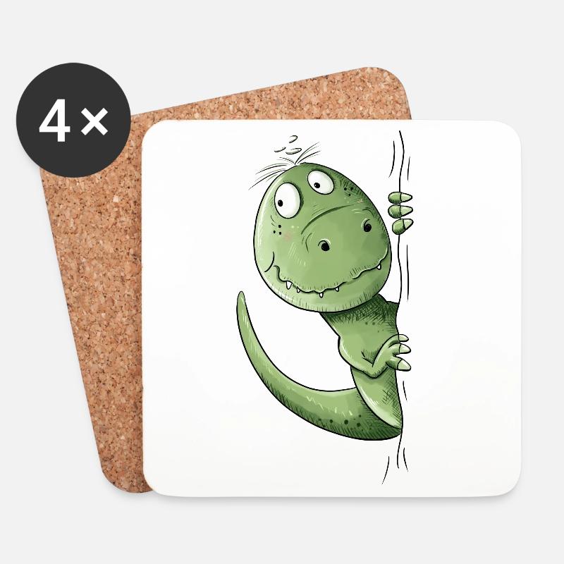 Drolliger T-Rex Dino I Tyrannosaurus Dinosaurier - Untersetzer (4er-Set) - Weiß