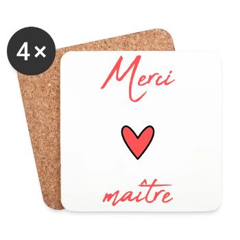MAÎTRE. MAITRE. MERCI. MERCI MAÎTRE. MAITRE - Dessous de verre (lot de 4) - blanc - Devant