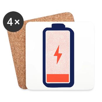 Battery Empty – Charge Me! - Coasters (set of 4) - white - Front
