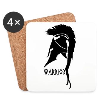 Antique Warrior Black Helmet - Coasters (set of 4) - white - Front