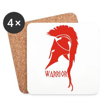 Antique Warrior Red Helmet - Coasters (set of 4) - white - Front