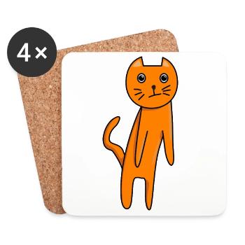 Expressive cartoon orange cat - Coasters (set of 4) - white - Front