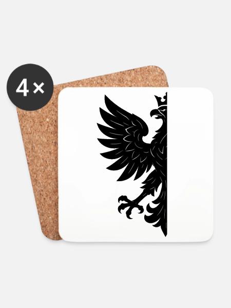 Polen Polska Adler Flagge Fahne schwarz Geschenk - Untersetzer (4er-Set) - Weiß