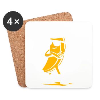 Banane cow-boy avec attitude - Dessous de verre (lot de 4) - blanc - Devant