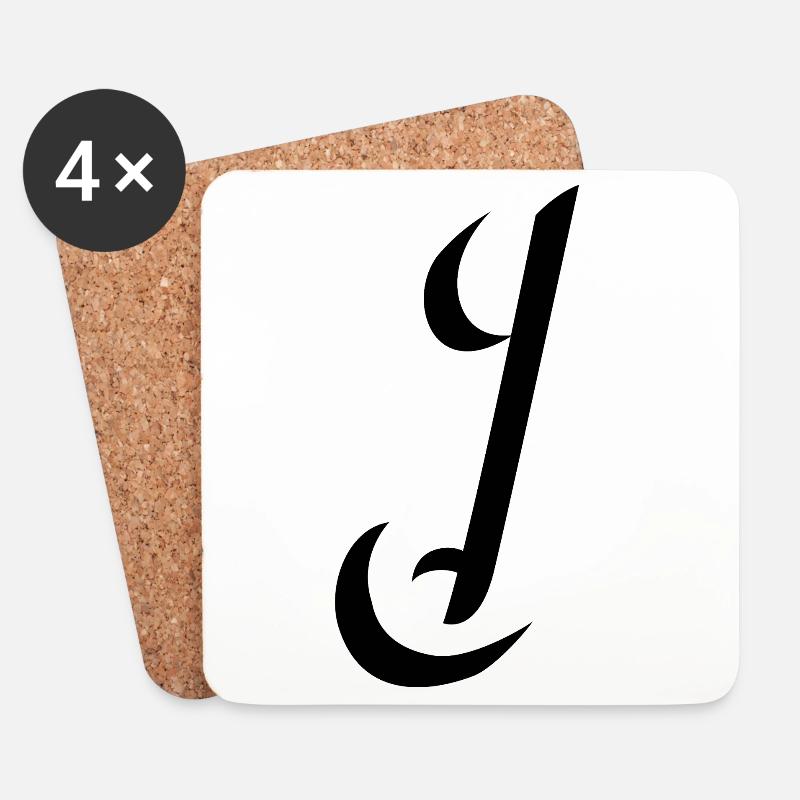 Letter J, Name, der Buchstabe J - Untersetzer (4er-Set) - Weiß