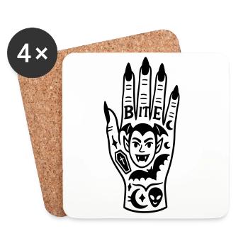 Main de vampire - Dessous de verre (lot de 4) - blanc - Devant