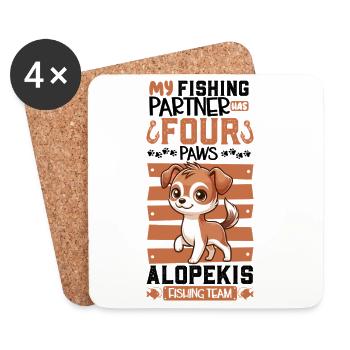 Pêche et Alopekis - Dessous de verre (lot de 4) - blanc - Devant